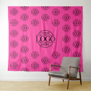 Pink Business Logo Step & Repeat Backdrop Banner Tapestry