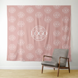 Pink Business Logo Step & Repeat Backdrop Banner Tapestry