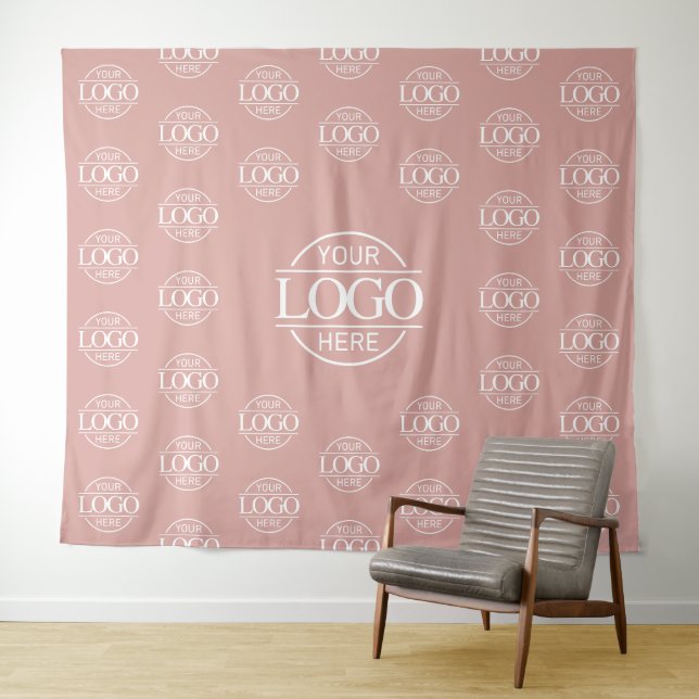 Pink Business Logo Step & Repeat Backdrop Banner Tapestry (In Situ (Horizontal))