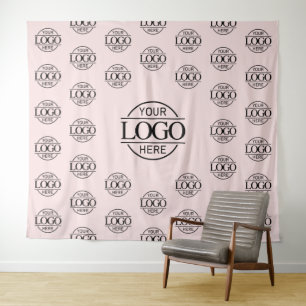 Pink Business Logo Step & Repeat Backdrop Banner Tapestry