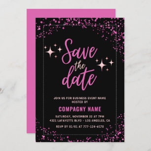Pink Business party invite Save the date Glam