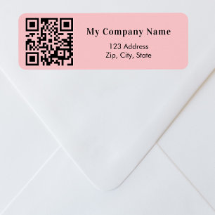 Pink business qr code return address