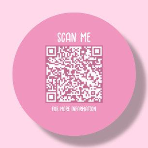 Pink Business QR Code Scannable Classic Round Sticker