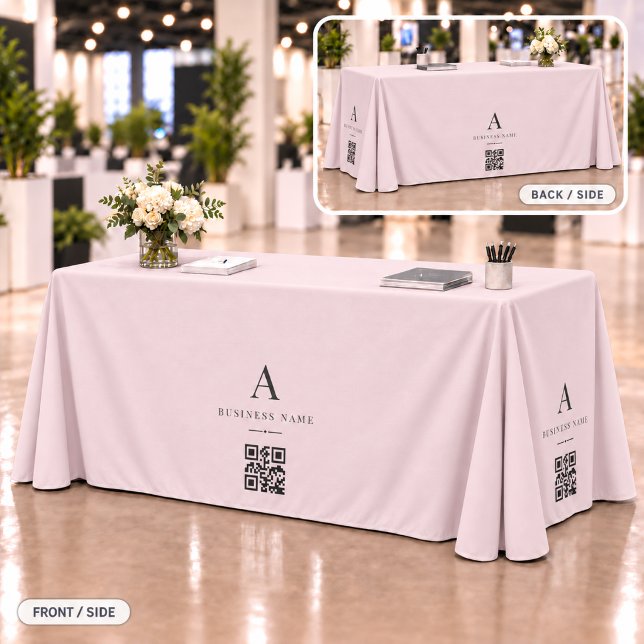 Pink Business QR Code Table Banner Tablecloth (Creator Uploaded)