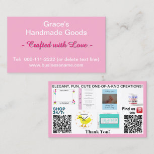 Pink Business QR Codes Logo Photos 3.5 x 2.0 Card