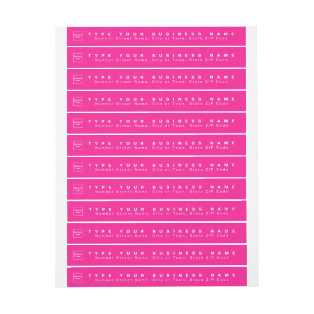 Pink Business Return Address Slim Wrap Around Label (Sheet)