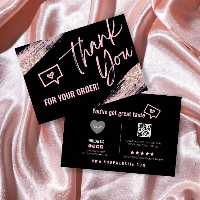 PINK BUSINESS THANK YOU CARD Rose Gold Glitter (Creator Uploaded)
