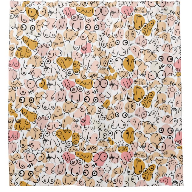 pink bust woman shower curtain (Front)