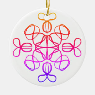 Pink Busy Bee Doodle Mandala #18  Ceramic Tree Decoration