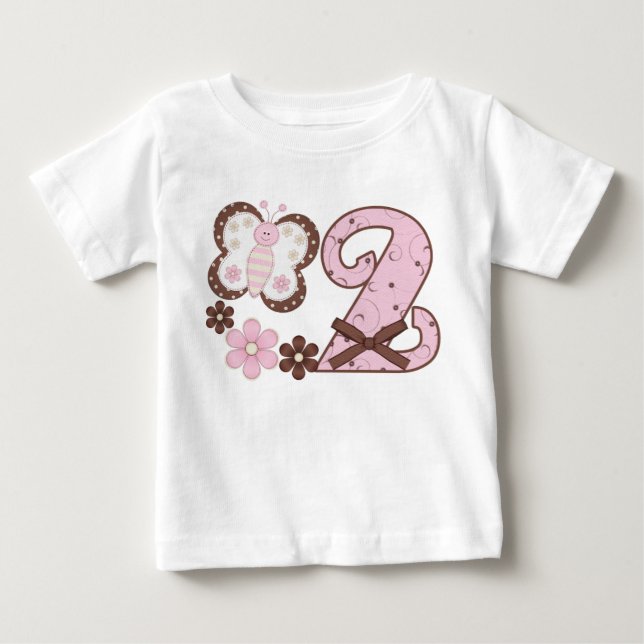 Pink Butterf2nd Birthday Baby T-Shirt (Front)