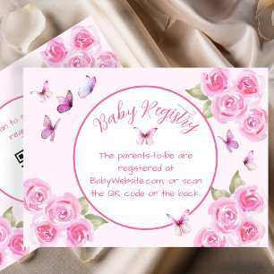 Pink Butterflies Baby Registry Enclosure Card