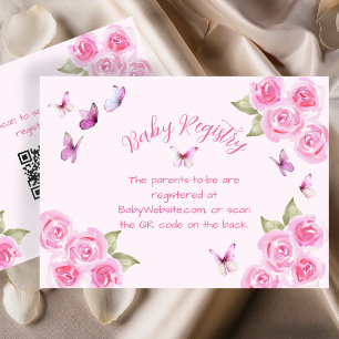 Pink Butterflies Baby Registry Enclosure Card