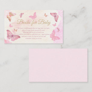 Pink Butterflies Baby Shower Books for Baby Enclosure Card