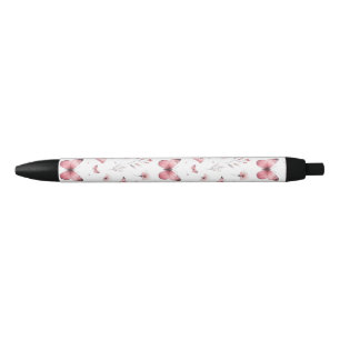 Pink Butterflies  Black Ink Pen