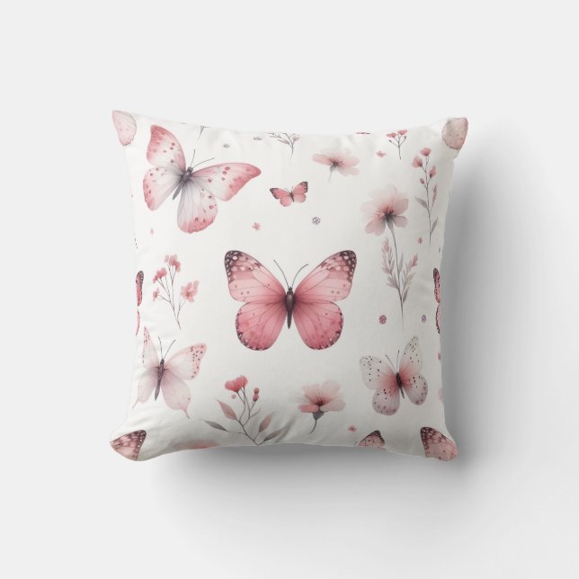 Pink Butterflies  Cushion (Front)