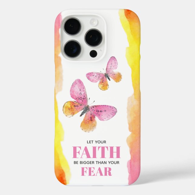 Pink Butterflies Faith Over Fear Case-Mate iPhone Case (Back)