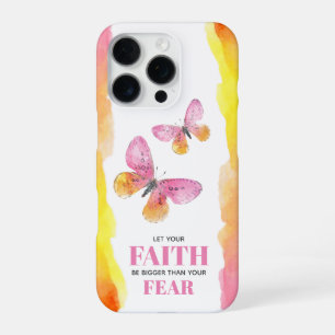 Pink Butterflies Faith Over Fear iPhone 16 Pro Case