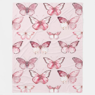 Pink Butterflies Fleece Blanket