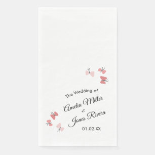 Pink Butterflies Garden Romantic Simple Wedding Napkin