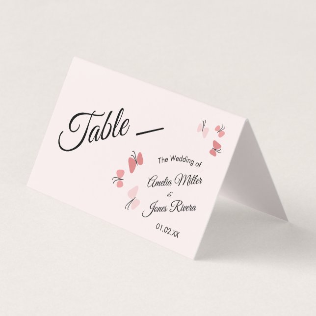 Pink Butterflies Garden Romantic Wedding  Business Card (Front)