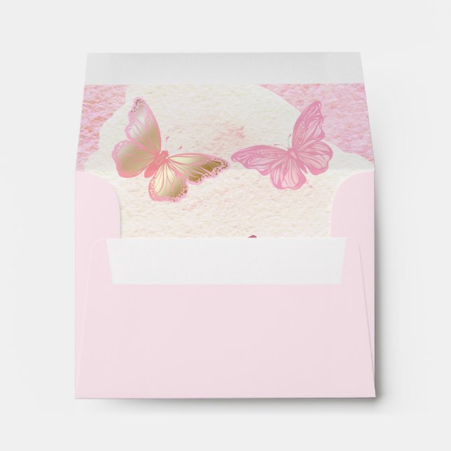 Pink Butterflies Girl Baby Shower A2  Envelope (Back (Bottom))