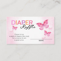 Pink Butterflies Girls Baby Shower Diaper Raffle