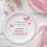 Pink Butterflies Girly Baby Shower Paper Plate<br><div class="desc">This pink butterfly themed paper plate is perfect for a baby shower honouring a baby girl. The design features the text "butterfly kisses and baby wishes" and is accented with pink watercolor butterflies and multi-coloured text.</div>