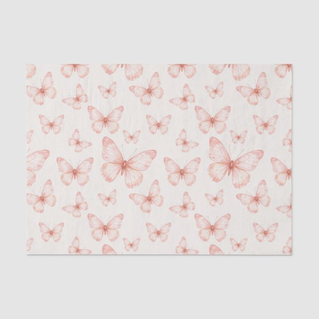 Pink butterflies in cream tissue paper (Front)