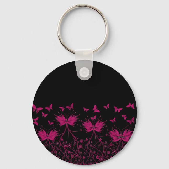 pink butterflies key ring (Front)