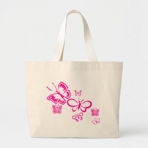 Pink Butterflies Large Tote Bag