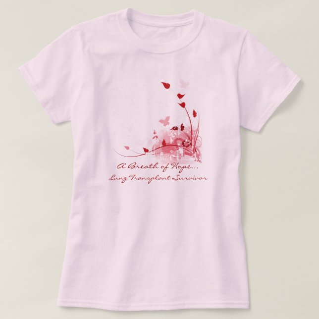 Pink butterflies - Lung Transplant Survivor Shirt (Design Front)