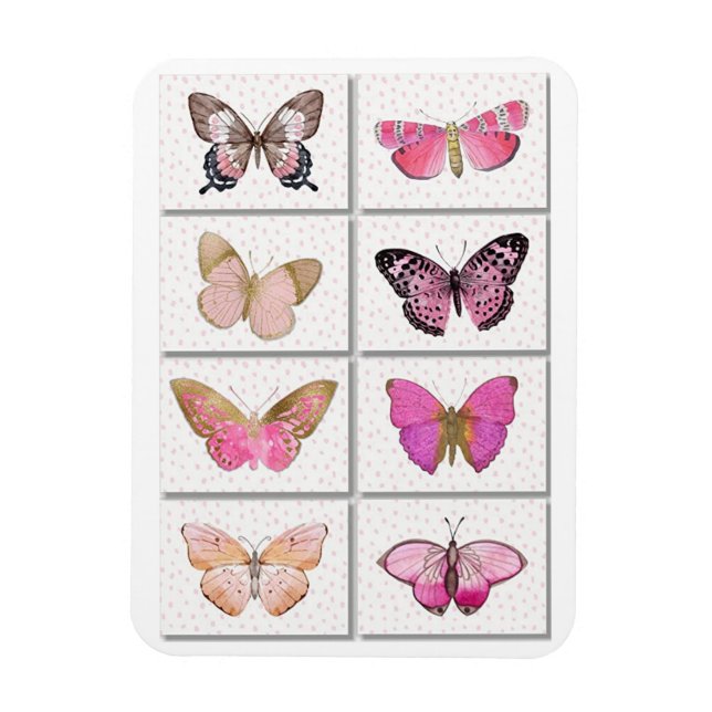 pink butterflies magnet (Vertical)