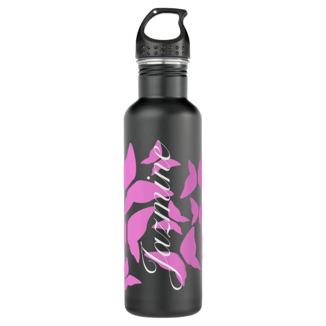 Pink Butterflies Name Script 710 Ml Water Bottle (Front)