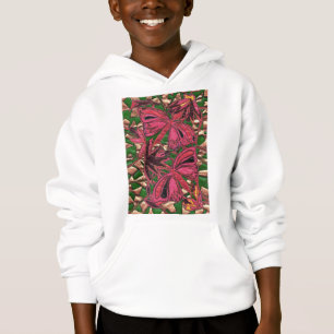 Pink butterflies, on a gold background