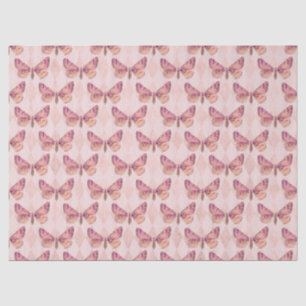Pink Butterflies on Chequered Decoupage Tissue Paper