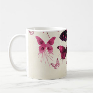 Pink butterflies pattern coffee mug