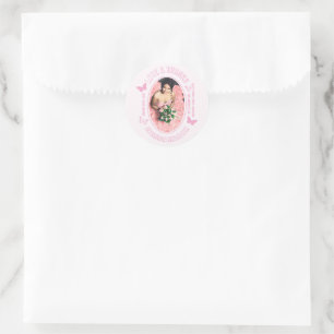 Pink Butterflies Quinceanera Classic Round Sticker