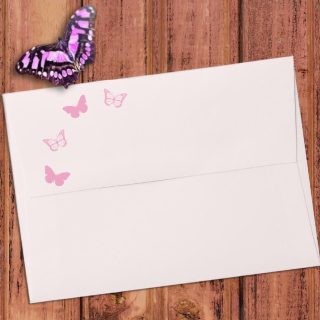 Pink Butterflies Quinceanera Envelope (Creator Uploaded)
