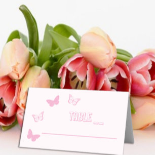 Pink Butterflies Quinceanera Place Card