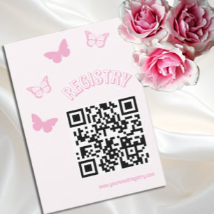 Pink Butterflies Quinceanera Registry Enclosure Card