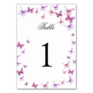 Pink Butterflies Quinceanera Table Number