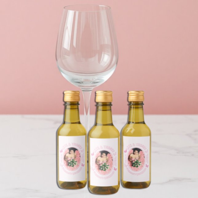 Pink Butterflies Quinceanera Wine Label (Creator Uploaded)