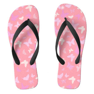 Pink Butterflies Seamless Pattern Jandals