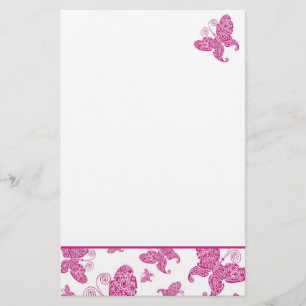 Pink Butterflies Stationery