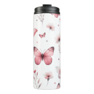 Pink Butterflies  Thermal Tumbler