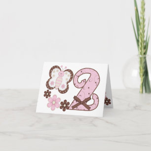 Pink Butterfly 2nd Birthday Invitations