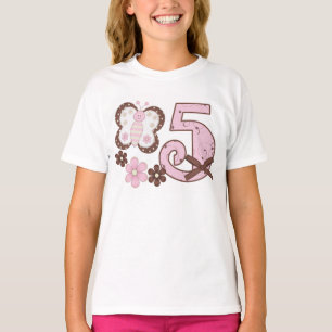 Pink Butterfly 5th  Birthday T-Shirt