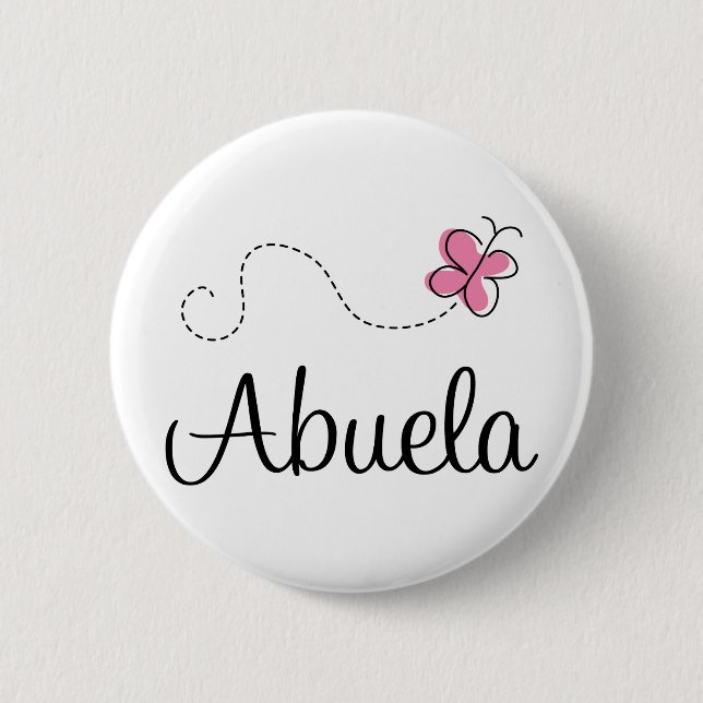 Pink Butterfly Abuela Gift Tee 6 Cm Round Badge (Front)