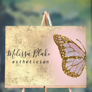 pink butterfly acrylic sign