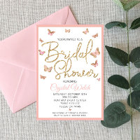 Pink Butterfly and Gold Glitter Bridal Shower